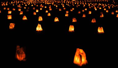 the candle festival with 3500 candles forming a labyrinth in the central square during the International Theatre Festival from Sibiu, Romania.