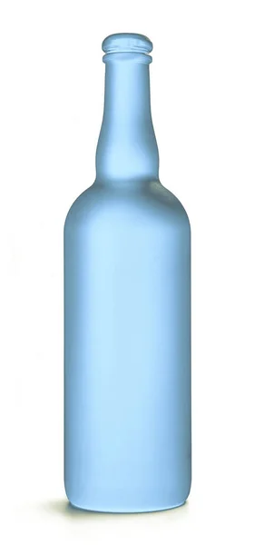 Light Blue Glass Bottle White Background — Stock Photo, Image