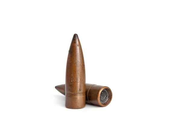 Macro Shoot Caliber Bullet White Isolated Background — Zdjęcie stockowe