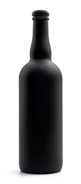 Matte Black Wine Bottle White Background — Stock Photo, Image