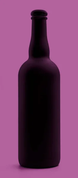 Matte Black Wine Bottle Red Background —  Fotos de Stock
