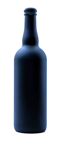 Matte Blue Wine Bottle White Background — Stock Photo, Image