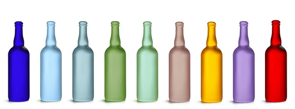 Multicolored Glass Bottle White Background — Stok fotoğraf