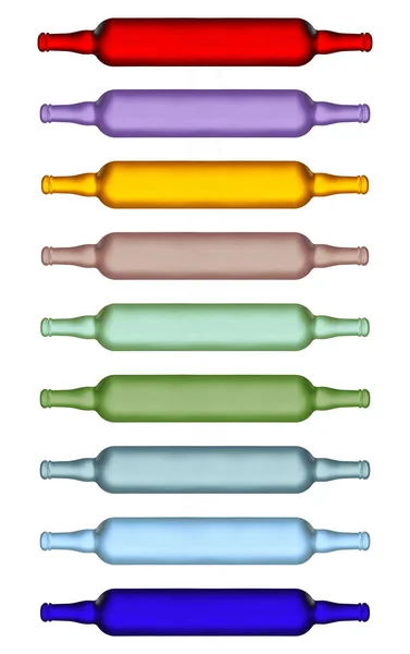 Multicolored Double Glass Bottle White Background — Zdjęcie stockowe