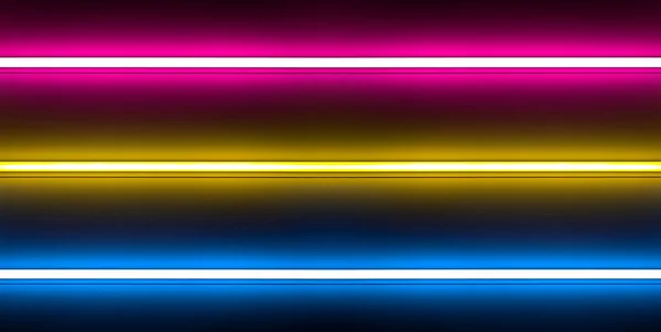 Luces Neón Multicolor Línea Horizontal Brillante —  Fotos de Stock