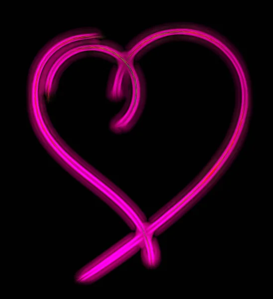 neon pink heart on black background, illustration design