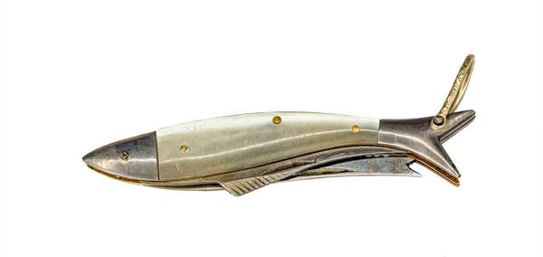 Old Fishing Knife Two Blades White Background — Stock Fotó