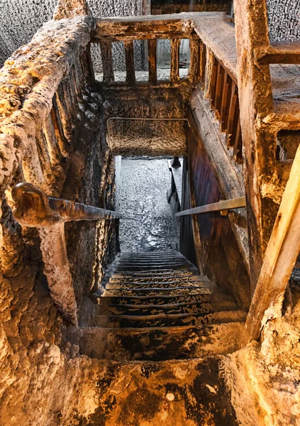 Old Wooden Ladder Covered Salt — Stok fotoğraf