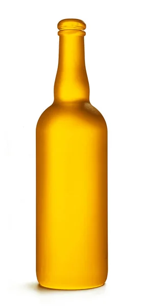 Πορτοκαλί Γυάλινο Μπουκάλι Λευκό Φόντο — Φωτογραφία Αρχείου