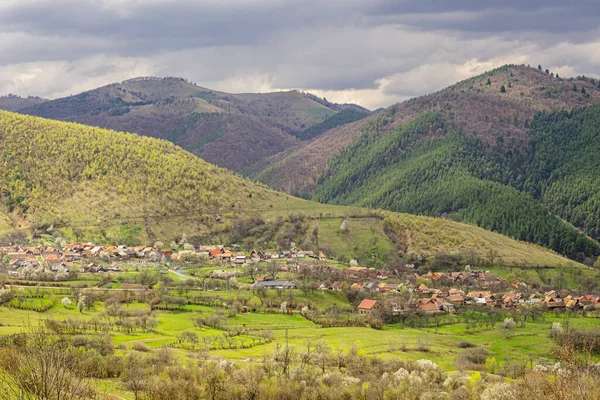 Vue Panoramique Village Poplaca Transylvanie Roumanie — Photo