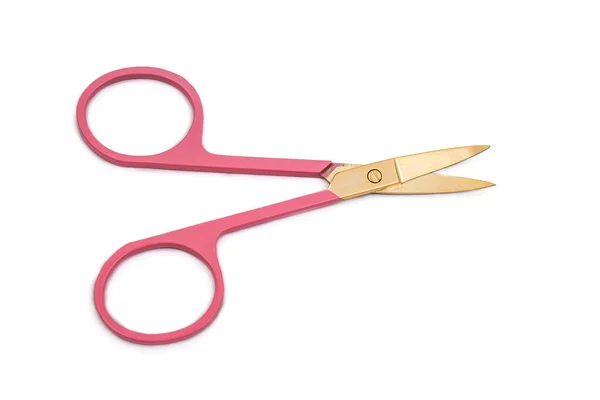 Pink Nail Scissors White Background — Stockfoto