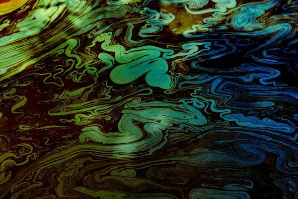 Rainbow Colors Created Diesel Fuel Floating Water — Fotografia de Stock