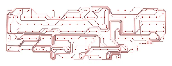 Red Printed Keyboard Circuit Isolated White Background — Zdjęcie stockowe