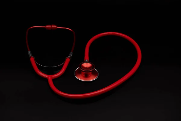 Red Stethoscope Dark Background — Fotografia de Stock