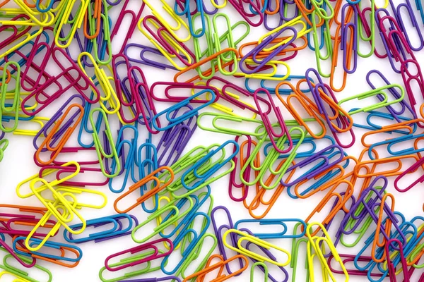 Set of multi-coloured writing paper clips