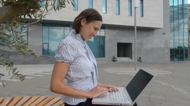 Femme d'affaires travaillant sur ordinateur portable — Video