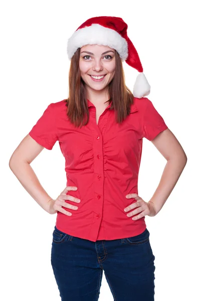 Santa woman over white background Stock Photo