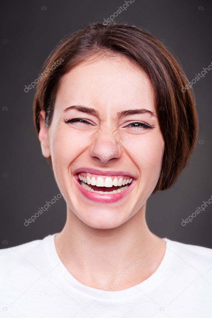 happy and laughing woman