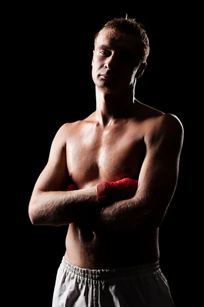 Boxer with folded hands — Stock Photo, Image