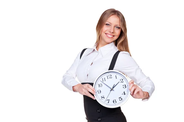 Geschäftsfrau mit der Uhr — Stockfoto