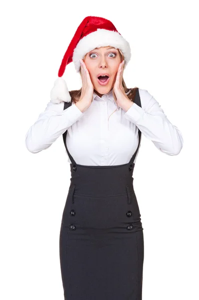 Sorprendida mujer de negocios de Navidad — Foto de Stock