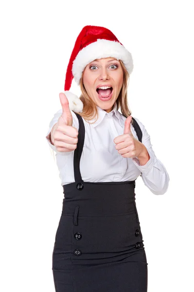Happy businesswoman showing thumbs up Stock Image