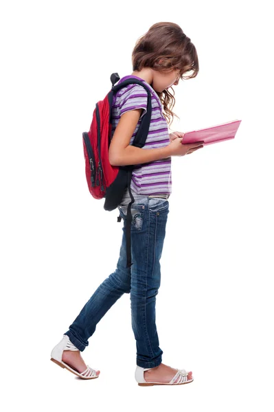 Weinig leerling met boek — Stockfoto