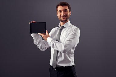 tablet pc tutmak emin iş adamı