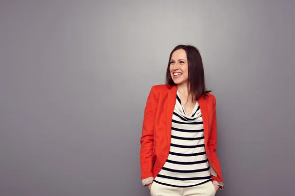 Woman looking up and laughing — Stock Photo, Image