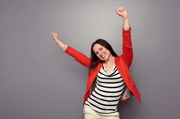 Mujer feliz celebrando Fotos De Stock