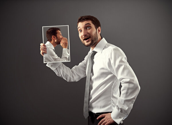 man listening his inner voice