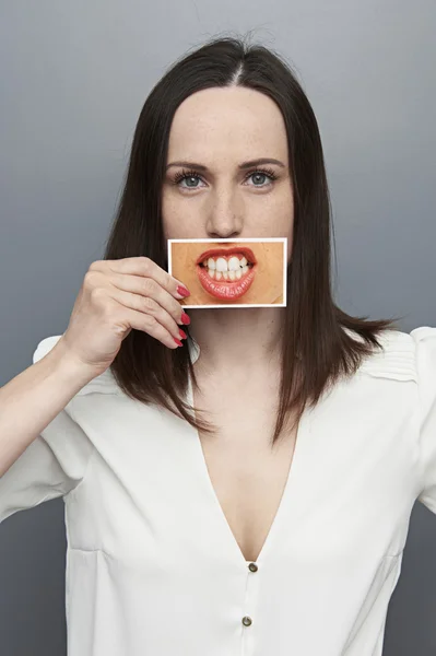 Hembra con imagen de boca y dientes — Foto de Stock