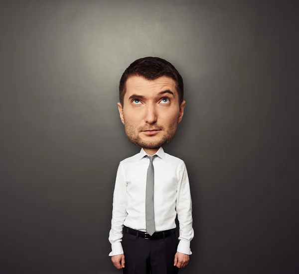 Picture of bighead man in white shirt — Stock Photo, Image