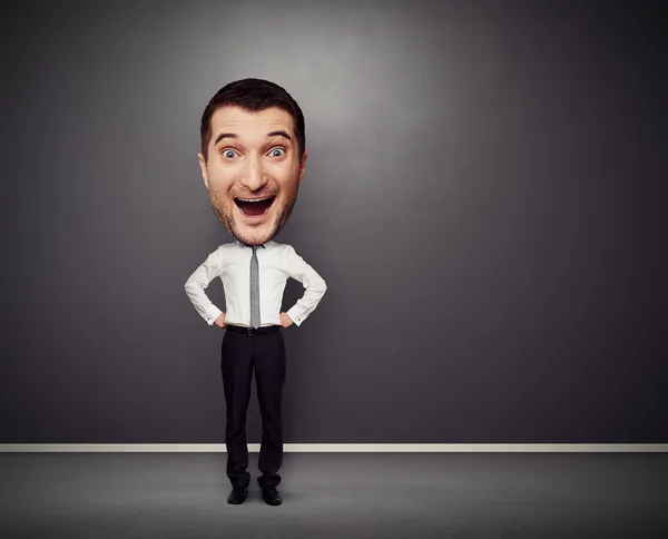 Excited businessman with big head — Stock Photo, Image