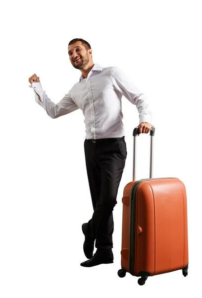 Man hitch hiking over white background Stock Image