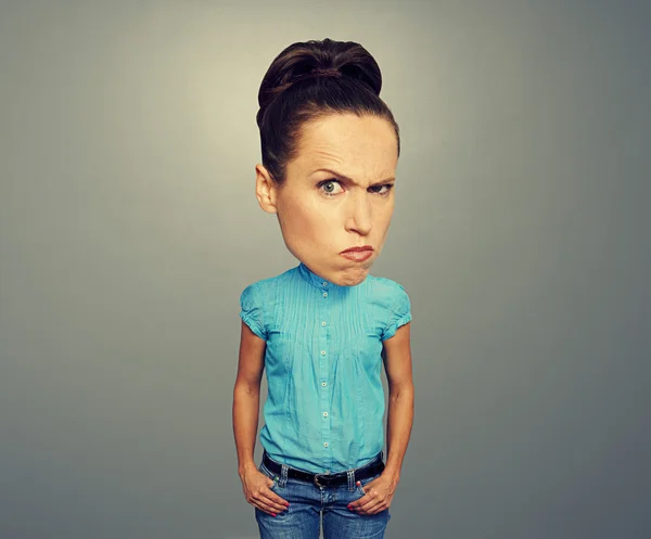 Bighead woman looking with disapproval — Stock Photo, Image