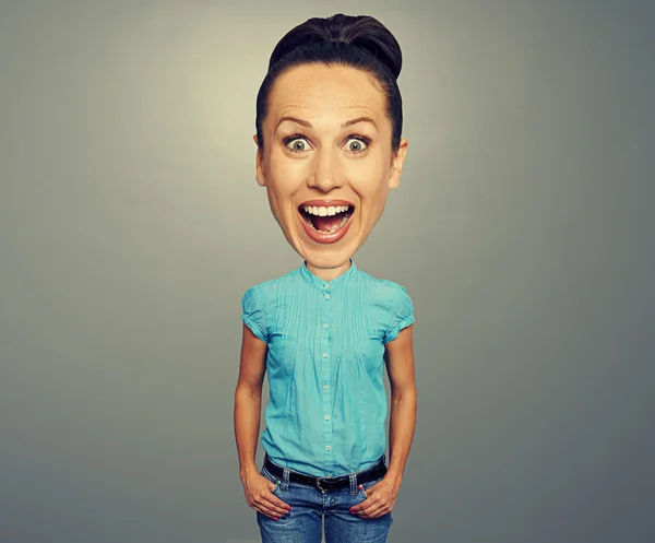 Screaming happy girl with big head — Stock Photo, Image