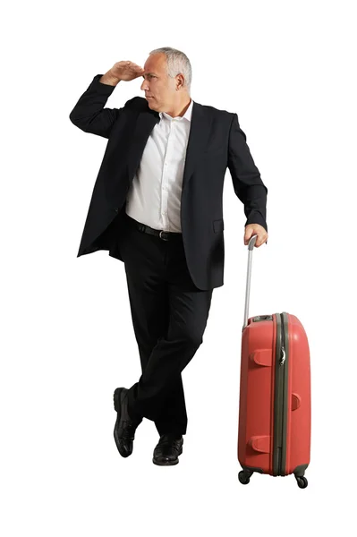 Man with suitcase looking forward — Stock Photo, Image