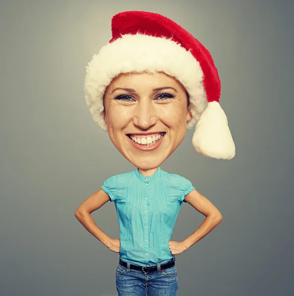 Noel Baba şapkalı kız bighead — Stok fotoğraf