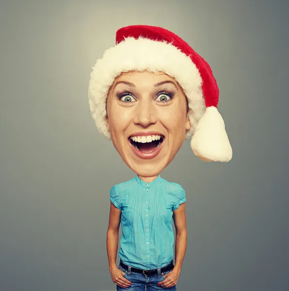 Funny christmas girl in red hat — Stock Photo, Image