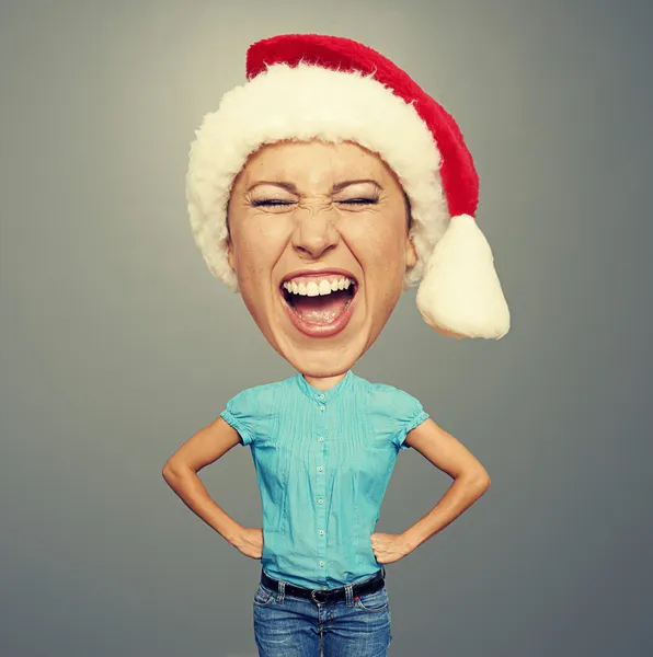 Happy christmas girl with big head — Stock Photo, Image