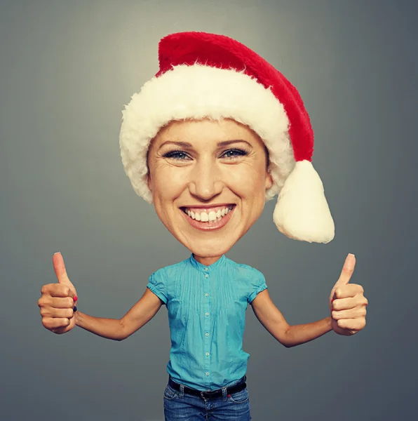 Happy santa girl with big head — Stock Photo, Image