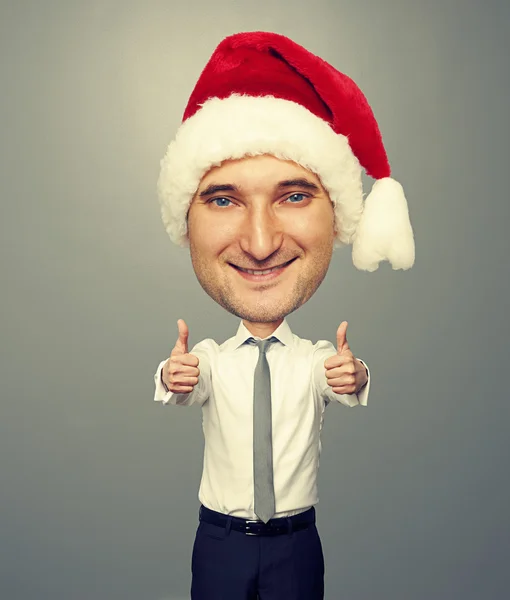 Bighead santa man showing thumbs up — Stock Photo, Image