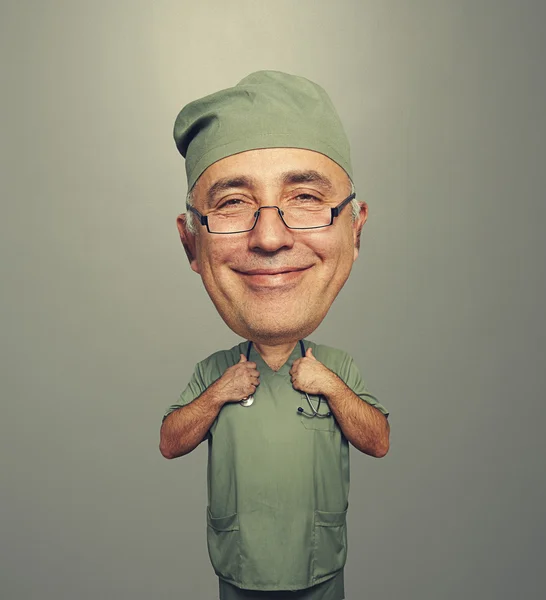 Bighead doctor over grey — Stock Photo, Image