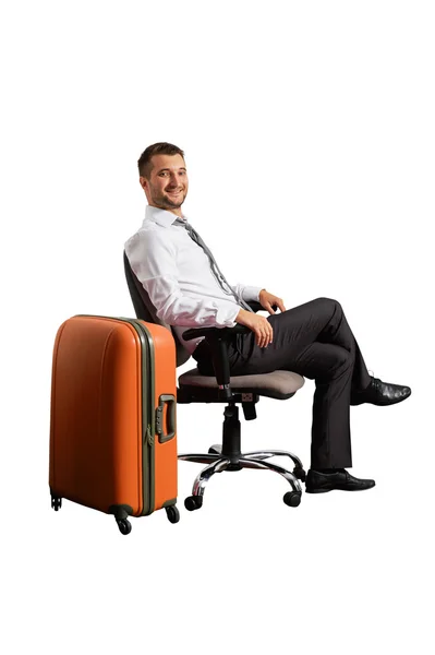 Smiley businessman waiting his vacation — Stock Photo, Image