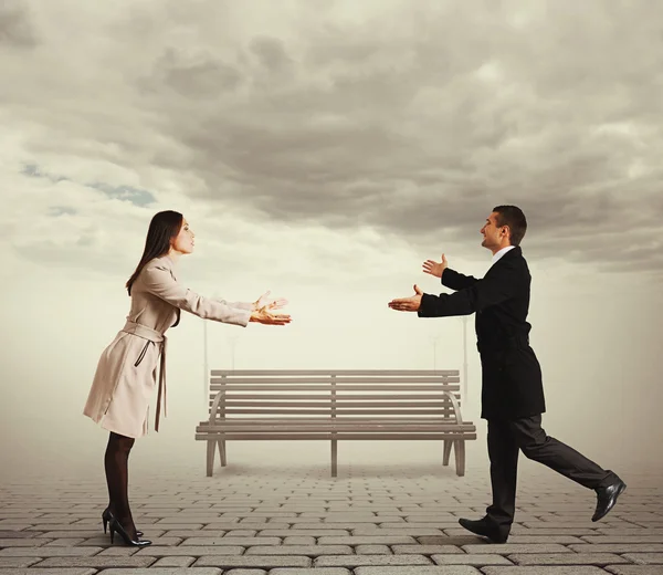 Happy couple going to meet — Stock Photo, Image