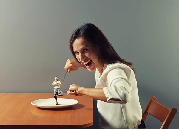 Evil woman ready to eat — Stock Photo, Image