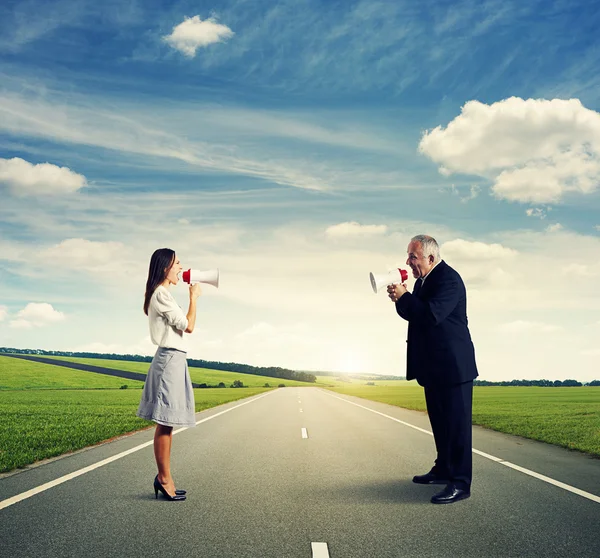 Conflict between senior man and young woman — Stock Photo, Image