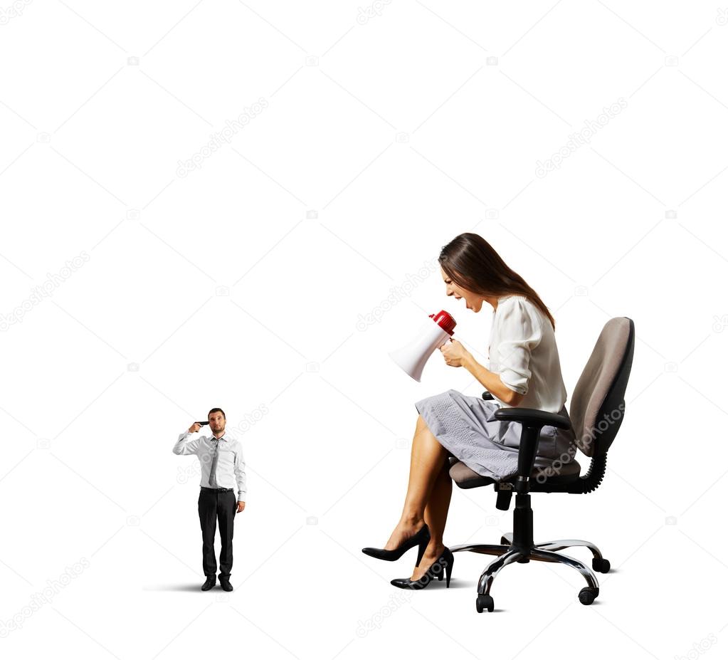 angry woman shouting at stressed man