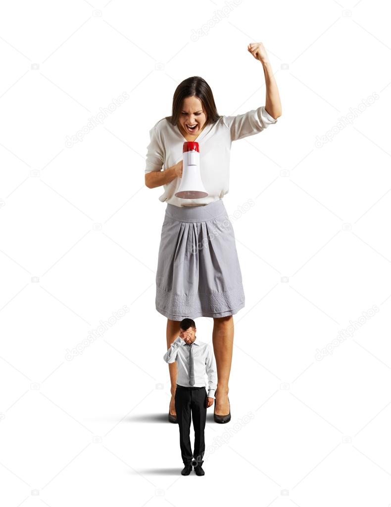 dissatisfied woman shouting at tired man